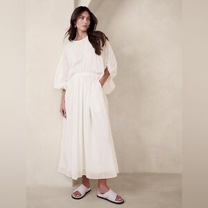 NWT BR ELIANA COTTON-SILK DRESS ICED VANILLA IVORY